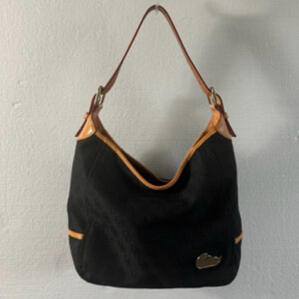 Dooney & Bourke black and tan monogram Handbag hobo